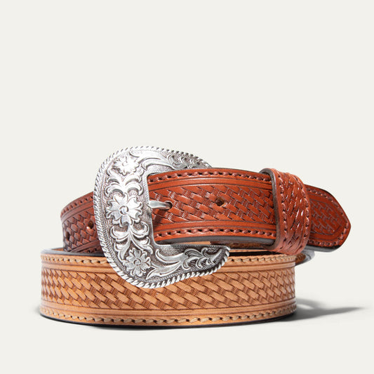 Hand - Tooled Basketweave Belt - Will Leather Goods