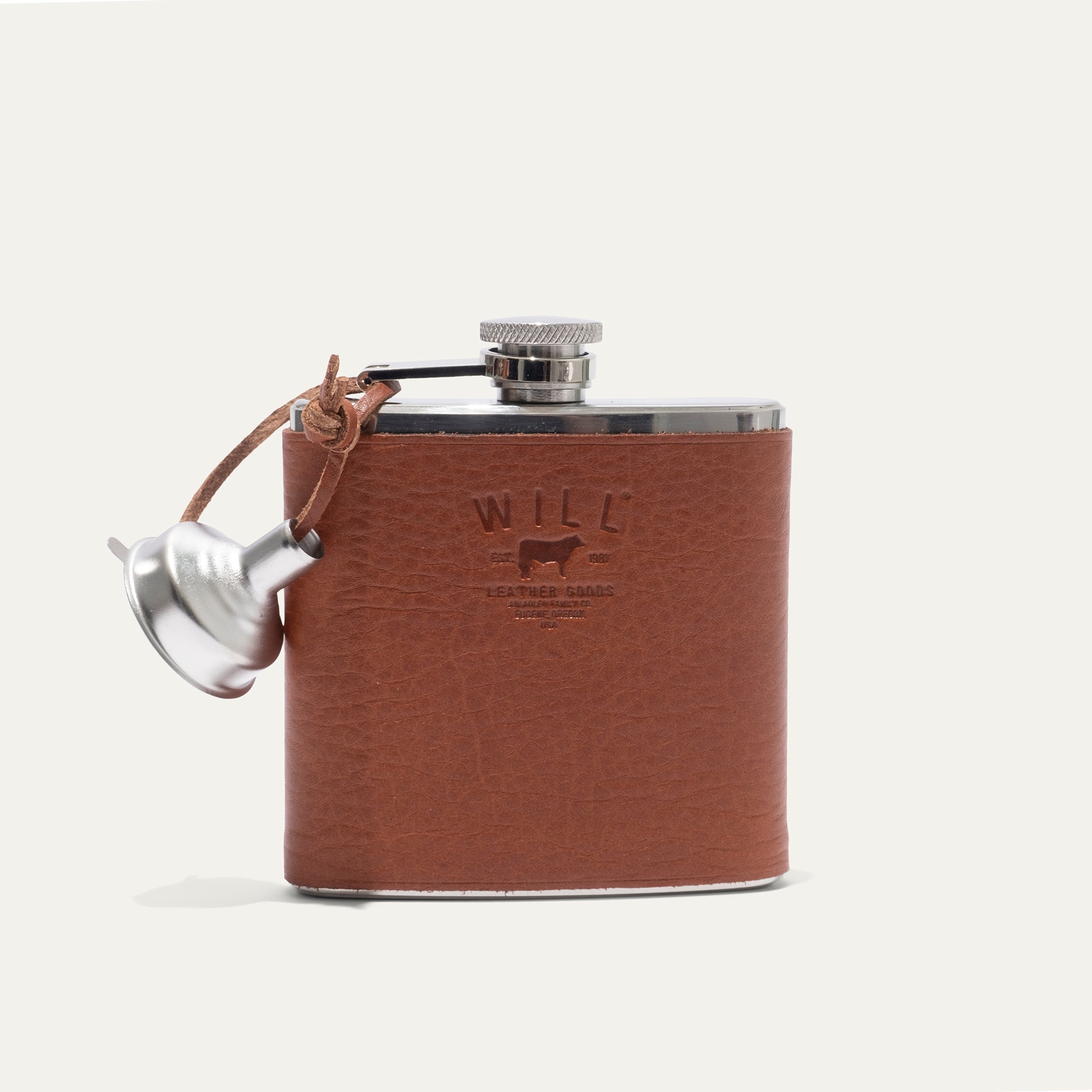Leather & Stainless Steel Flask - Will Leather Goods