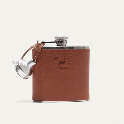 Leather & Stainless Steel Flask - Will Leather Goods