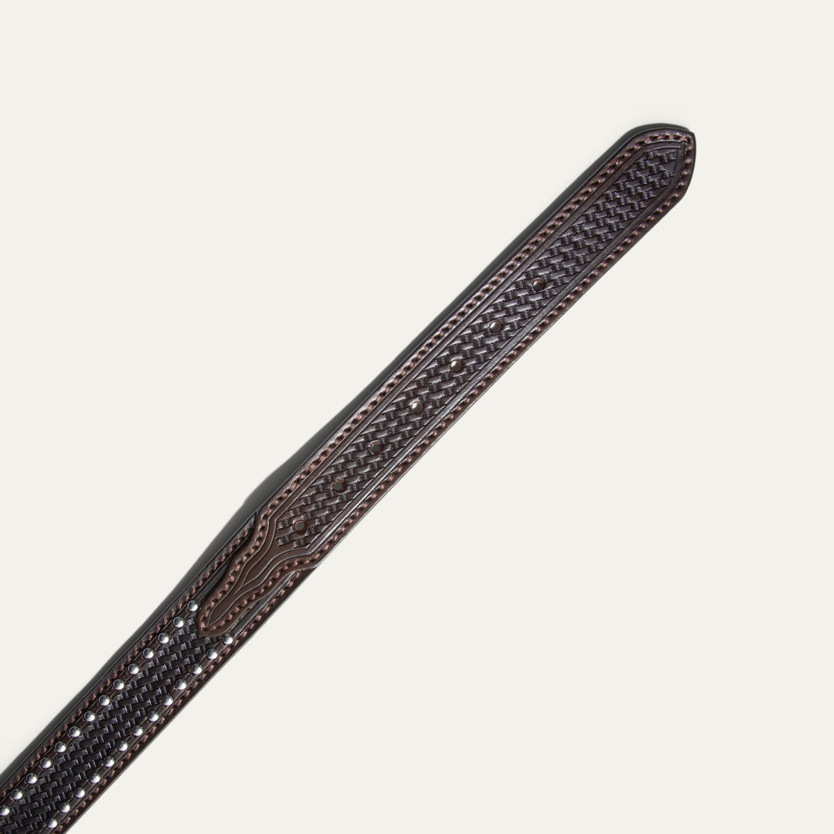 HAND - TOOLED BASKETWEAVE NAIL HEAD BELT - Will Leather Goods