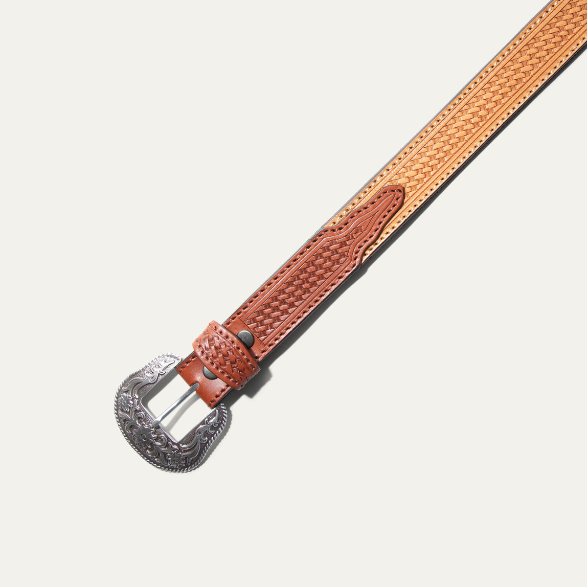 Hand - Tooled Basketweave Belt - Will Leather Goods