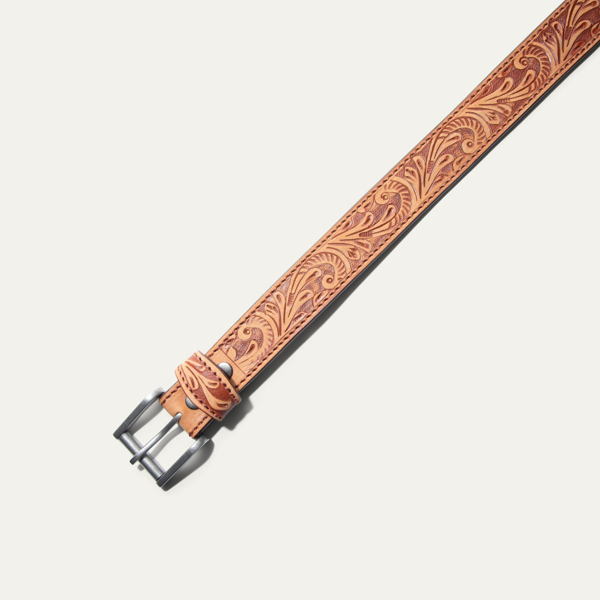 HAND - TOOLED MORNING GLORY JEAN BELT - Will Leather Goods