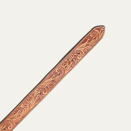 HAND - TOOLED MORNING GLORY JEAN BELT - Will Leather Goods
