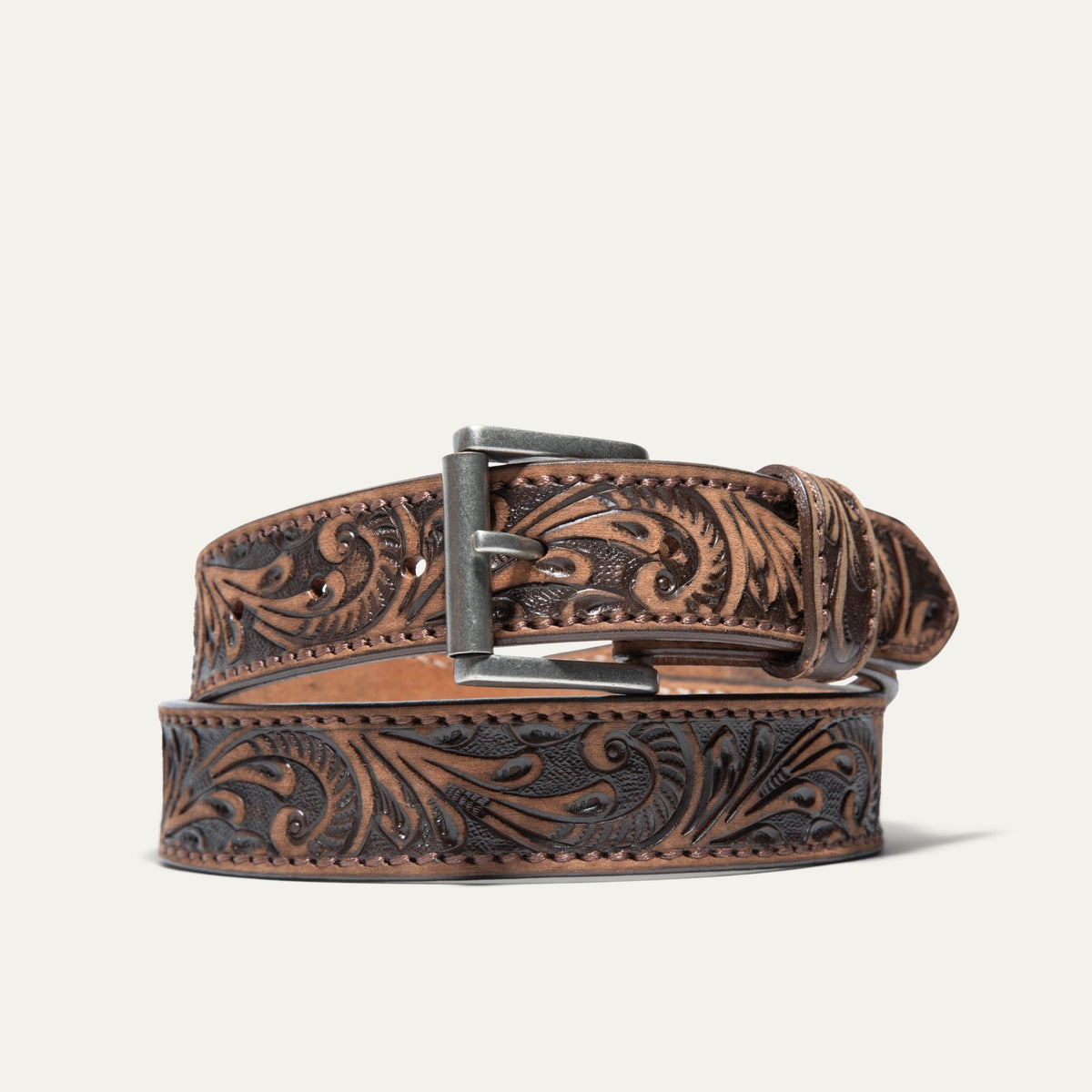 HAND - TOOLED MORNING GLORY JEAN BELT - Will Leather Goods