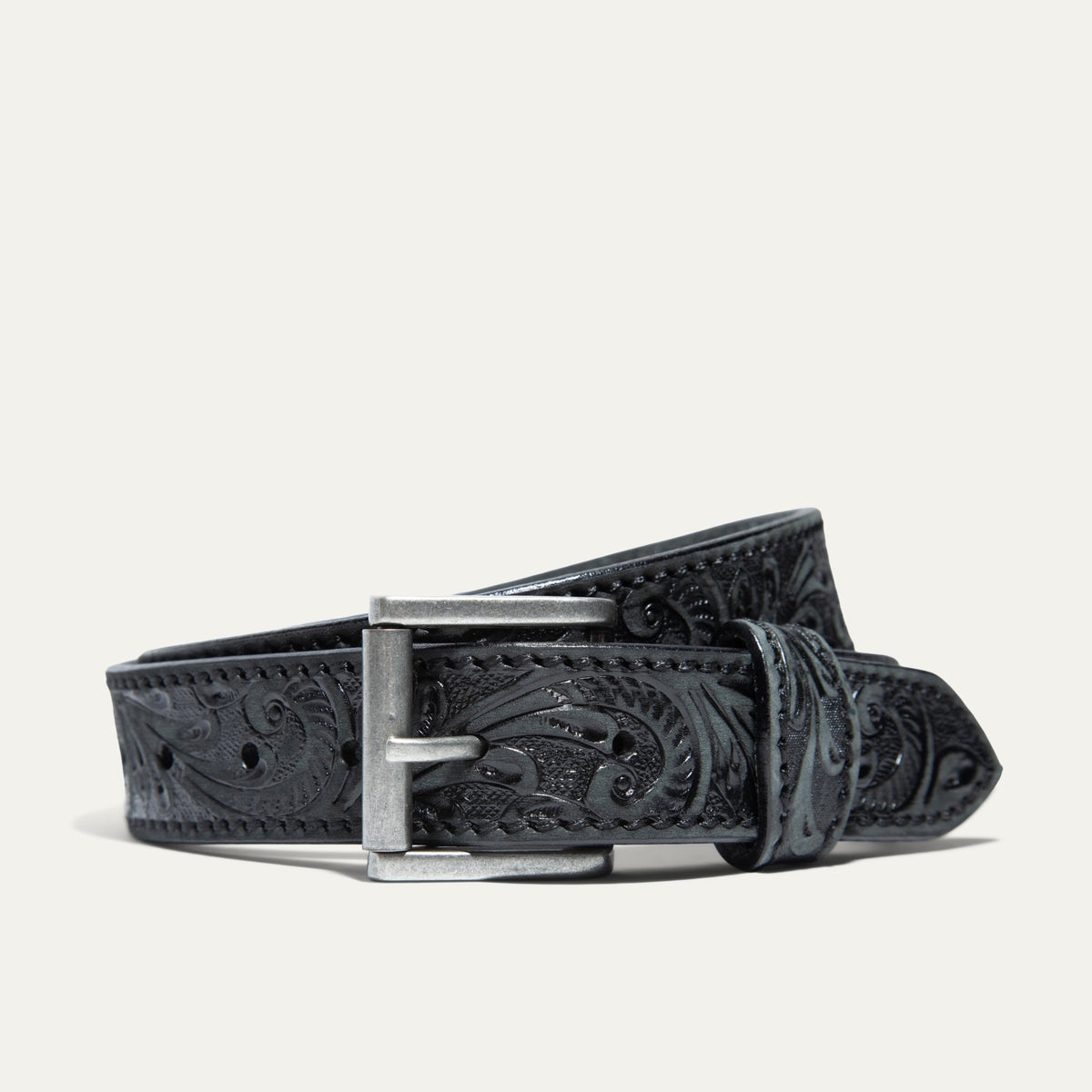 HAND - TOOLED MORNING GLORY JEAN BELT - Will Leather Goods