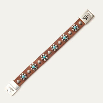 Magnetic Bracelet W/ Turquoise Flower - Will Leather Goods