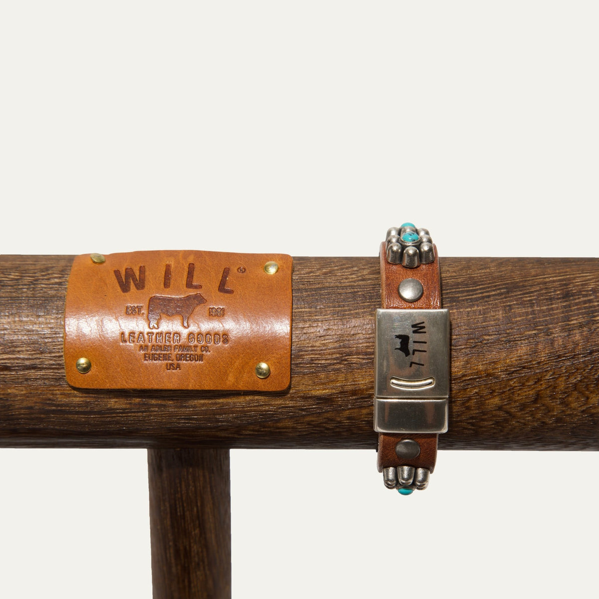 Magnetic Bracelet W/ Turquoise Flower - Will Leather Goods