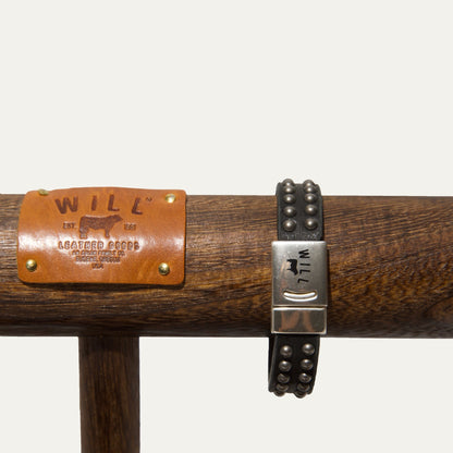 Magnetic Bracelet W/ Two Rows of Dome Studs - Will Leather Goods